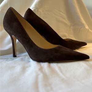 Nine West Gemmha Chocolate Brown Suede Heels